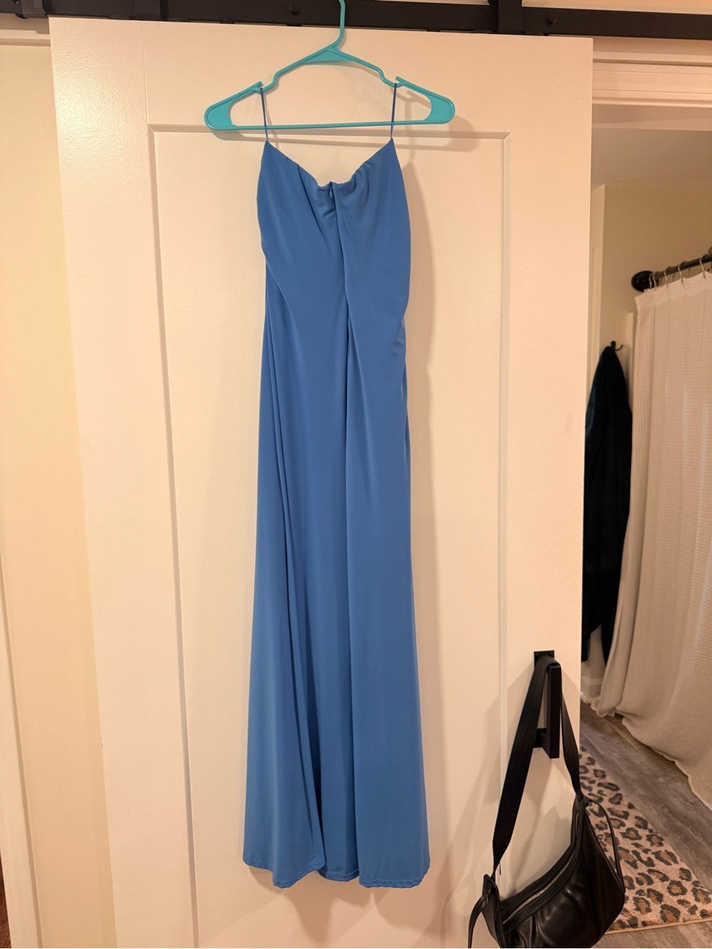 Zara Strapless Sky Blue Cutout Maxi Dress - Picture 5 of 9